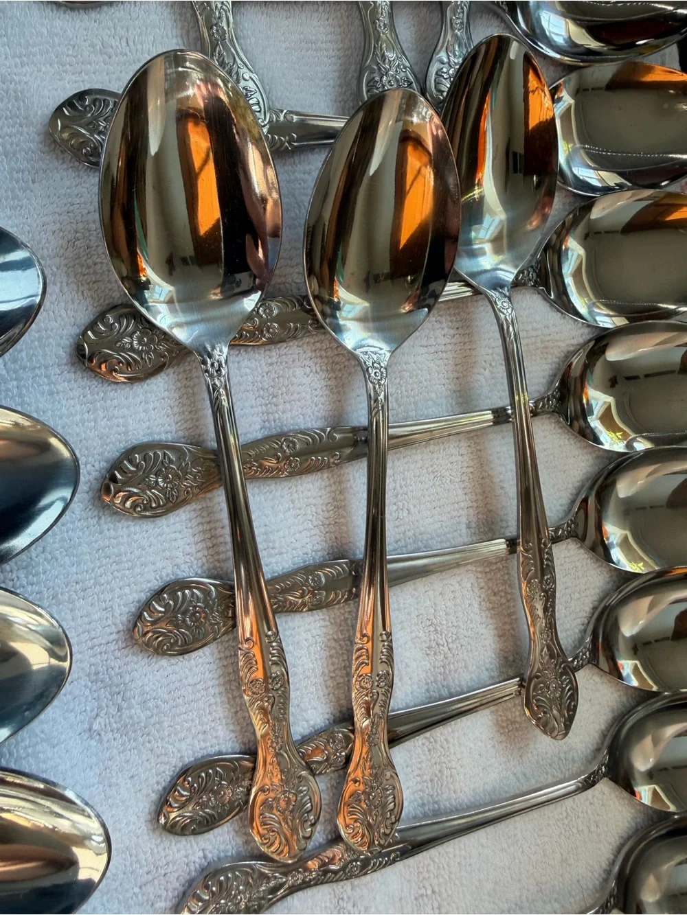 Beautiful 36 piece vintage National Stainless Steel spoon collection made Korea
